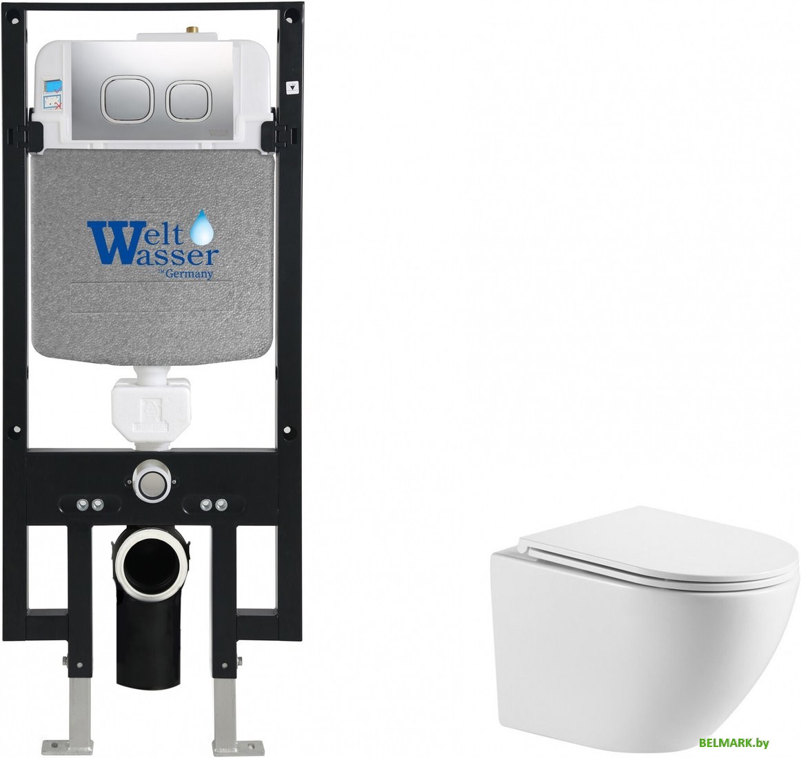 Унитаз подвесной WeltWasser Amberg 497 + Merzbach 043 GL-WT + Amberg RD-CR - фото
