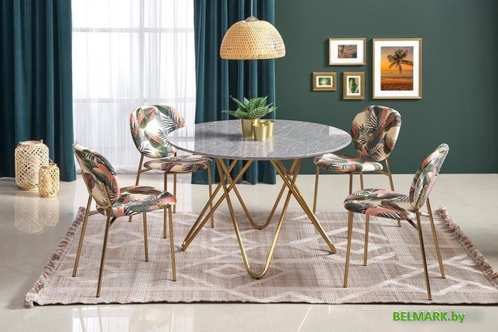 Кухонный стол Halmar Bonello 120x120 (мрамор/золотой) - фото