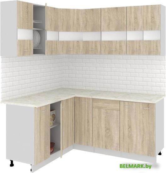 Угловая кухня Кортекс-мебель Корнелия Экстра 1.5x1.8м (дуб сонома/мадрид) - фото