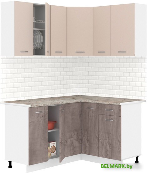 Готовая кухня Кортекс-мебель Корнелия Лира 1.5x1.3 (капучино/оникс/марсель) - фото