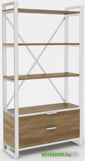 Стеллаж Hype Mebel Стандарт Люкс 50x170 (белый/дуб галифакс олово) - фото