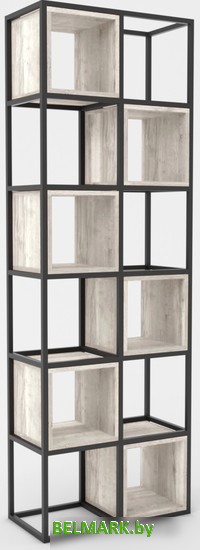 Стеллаж Hype Mebel Грос-2 70x175 (черный/древесина белая) - фото
