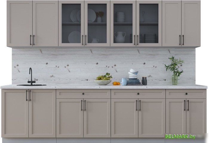 Готовая кухня Интерлиния Тренд 3.0А (луна/луна/бискайская сосна) - фото