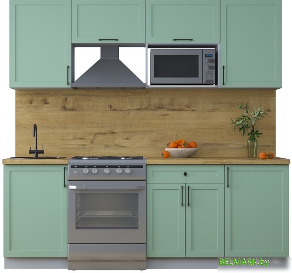 Готовая кухня Интерлиния Тренд 2.2В (мята/мята/дуб бунратти) - фото