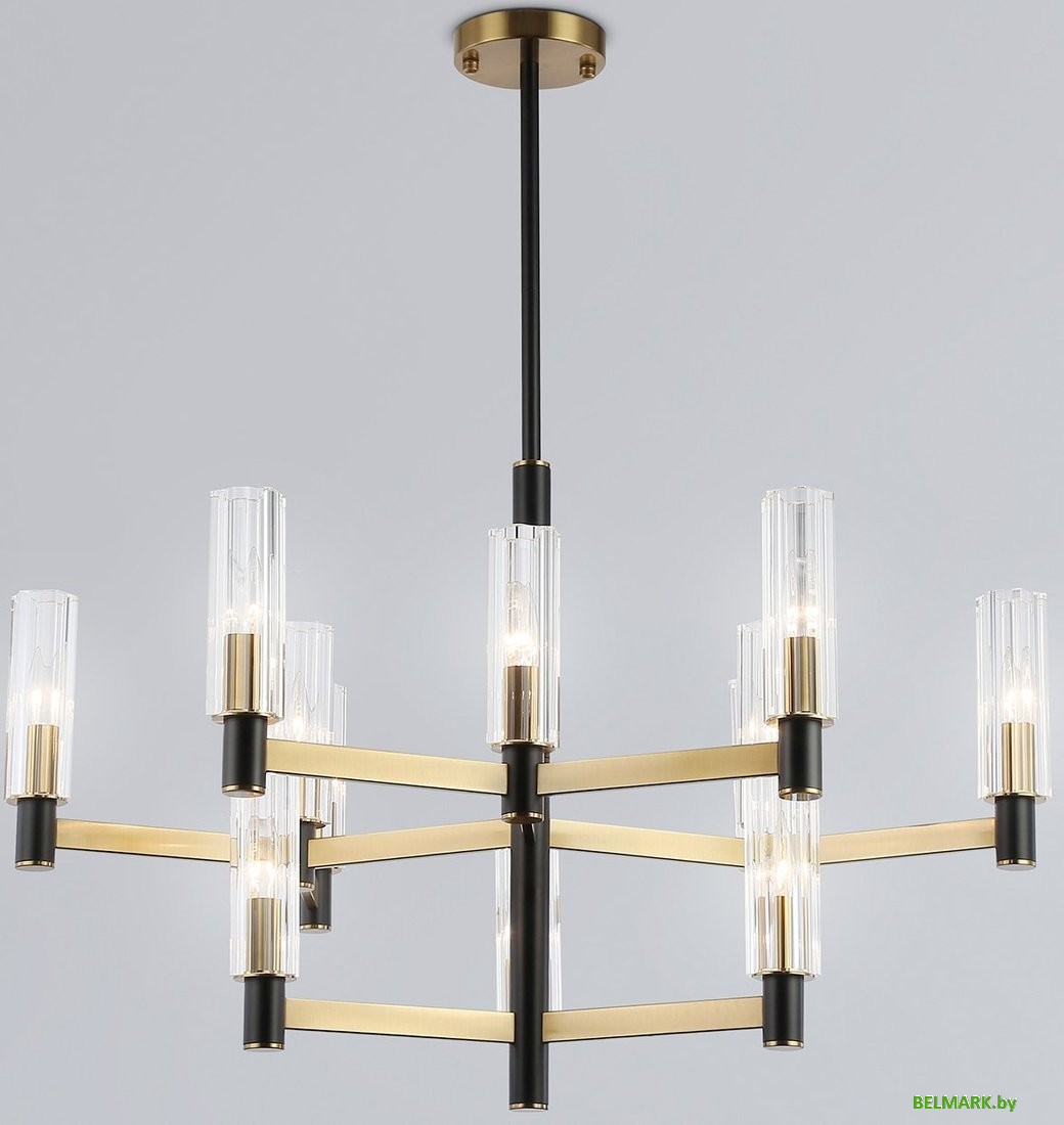 Подвесная люстра Ambrella LH55515/12 BK/BS/CL (черный/латунь/прозрачный) - фото