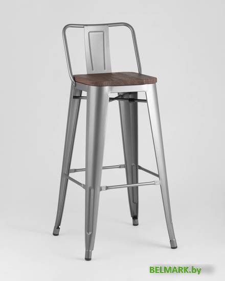 Стул Stool Group Tolix со спинкой YD-H765E-W YG-15 (серебристый матовый/темное дерево) - фото2