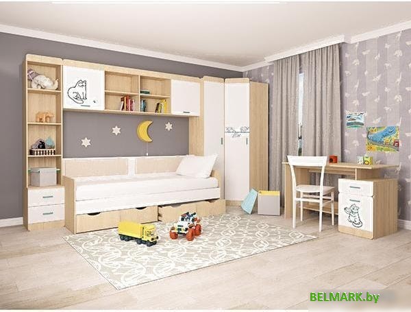 Полка Аквилон Кот №7.1 (туя светлая/белый) - фото2