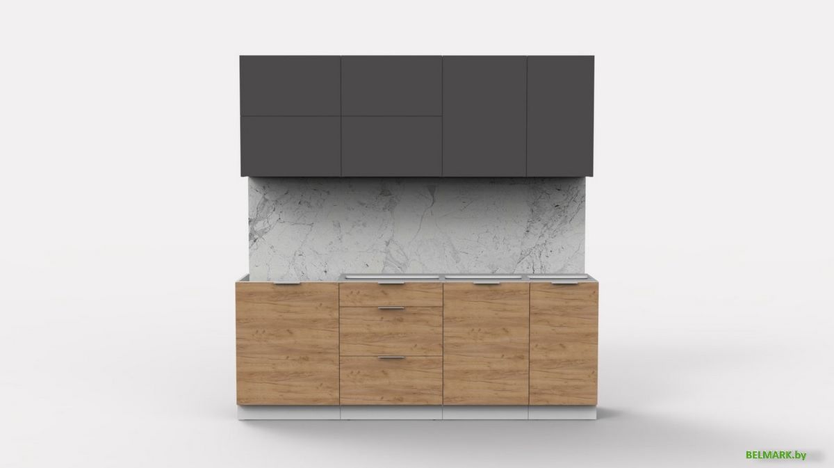 Готовая кухня Интермебель Микс Топ-36 2.1м без столешницы (графит серый/дуб крафт золотой) - фото2