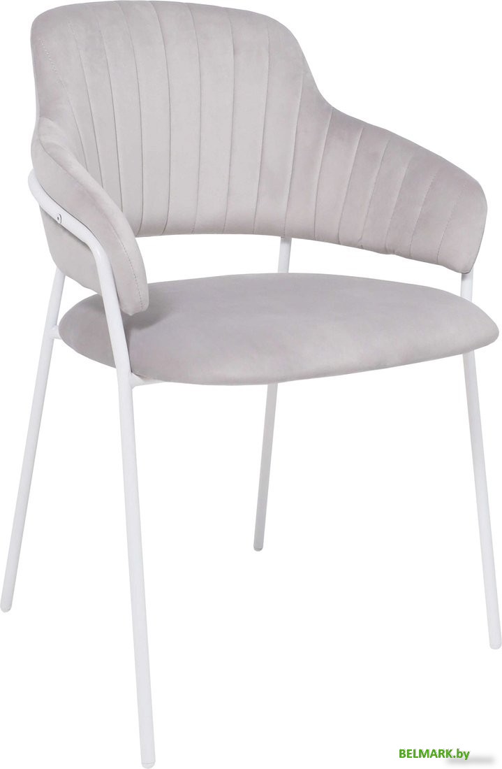 Стул с подлокотниками Алвест AV 448 (светло-серый бархат H-09/белый) - фото