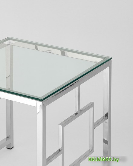 Журнальный столик Stool Group Бруклин 55x55 EET-013 (прозрачное стекло/сталь серебристый) - фото2