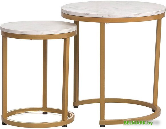 Журнальный столик Signal HOLA (2 шт., белый мрамор/золотой) - фото