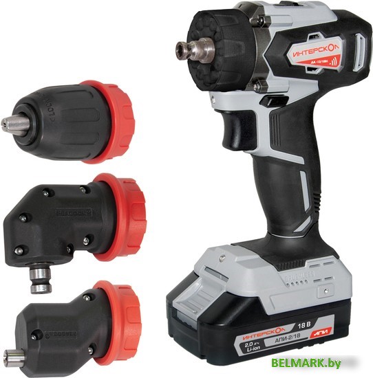 Дрель-шуруповерт Интерскол ДА-13/18ВК 45 Комби (с 2-мя АКБ, насадки, кейс) - фото
