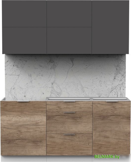 Готовая кухня Интермебель Микс Топ-33 1.7м без столешницы (графит серый/дуб каньон) - фото