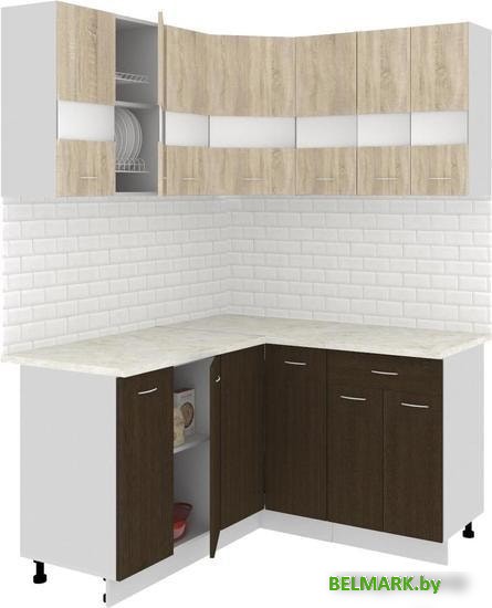 Угловая кухня Кортекс-мебель Корнелия Экстра 1.5x1.4м (дуб сонома/венге/королевский опал) - фото