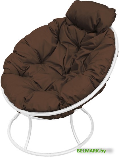 Кресло M-Group Папасан мини 12060105 (белый/коричневая подушка) - фото