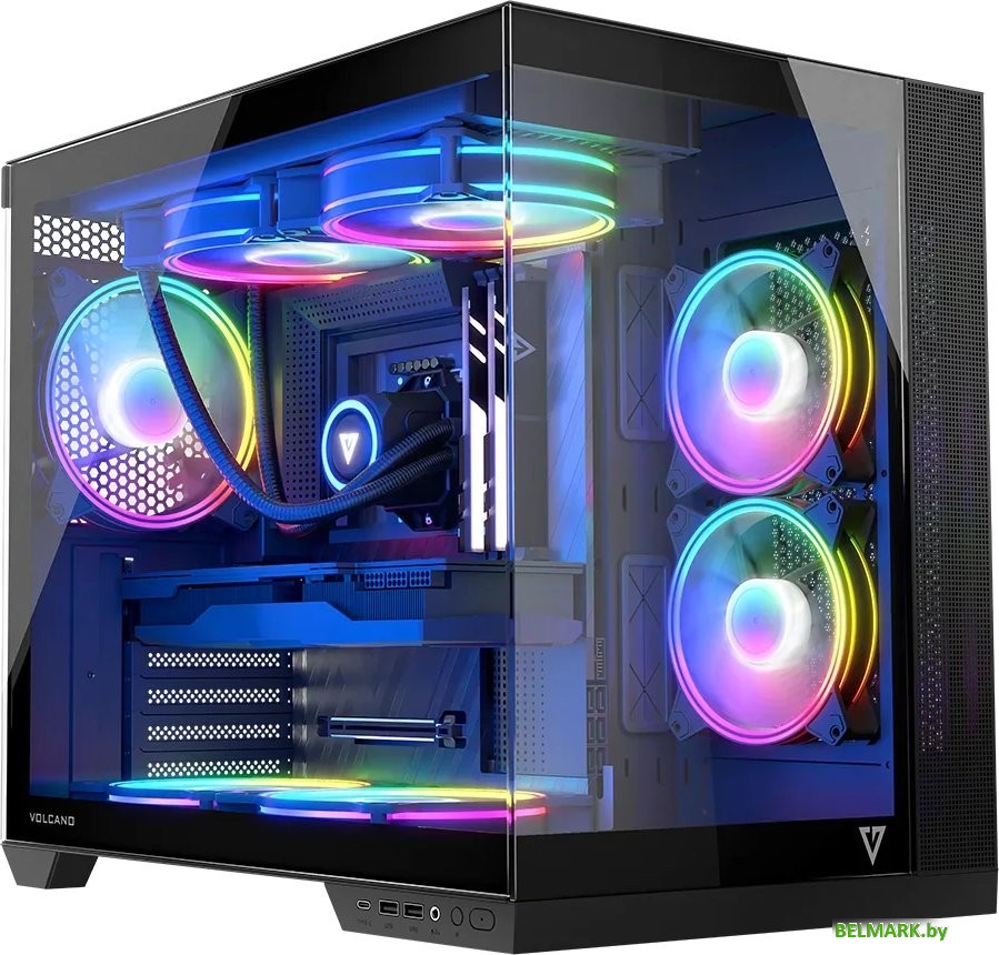 Корпус MODECOM Volcano Panorama Apex ARGB 7F Midi (темно-серый) - фото