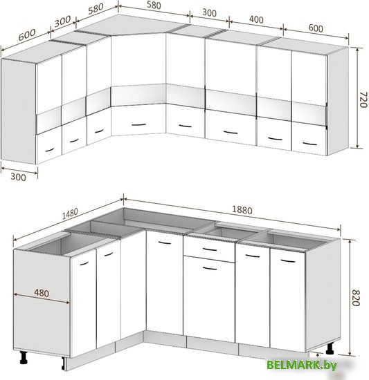 Угловая кухня Кортекс-мебель Корнелия Экстра 1.5x1.9 без столешницы (дуб сонома/венге) - фото2