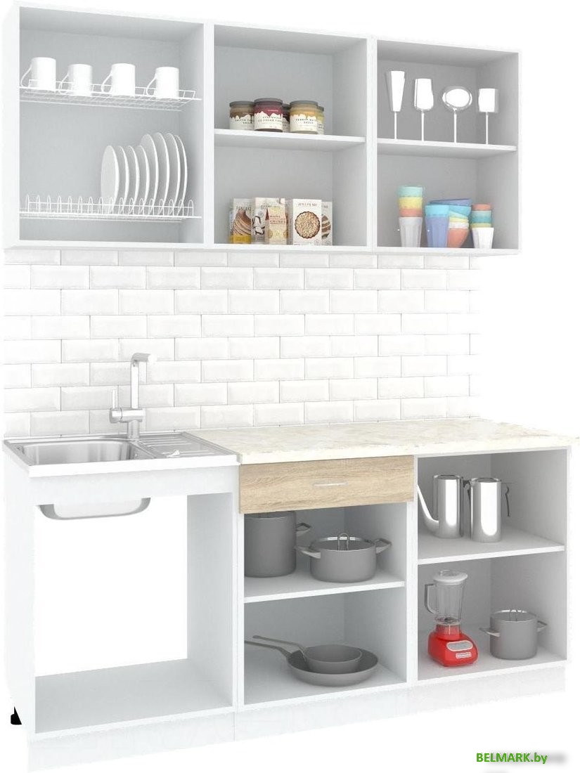 Готовая кухня Кортекс-мебель Корнелия Экстра 1.8м (дуб сонома/мадрид) - фото2