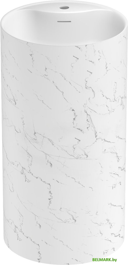 Умывальник Wellsee Chalice Perfection 230626000 (отдельностоящий, с отверстием под смеситель, цвет матовый белый мрамор/глянцевый белый) - фото