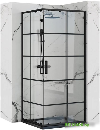 Душевой уголок Rea Concept 90x90 (черный/прозрачное стекло) - фото