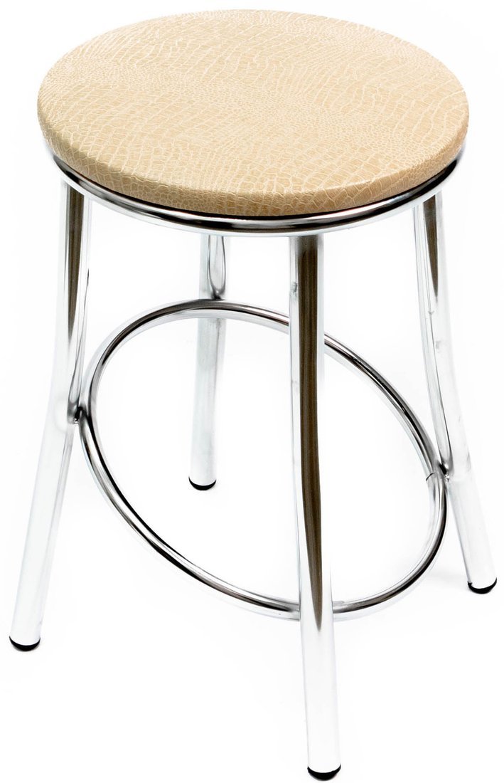 Табурет ВВР Сфера (бежевый крокодил/хром, экокожа) - фото