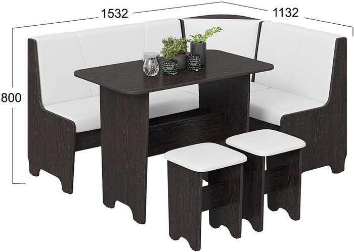 Обеденная группа Трия Техас исп. 1 (венге/экокожа белый) - фото2