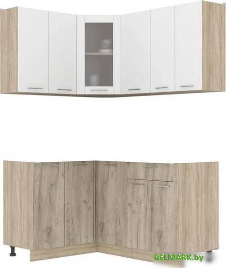 Готовая кухня Интерлиния Мила 12x16 без столешницы (белый платинум/дуб серый) - фото