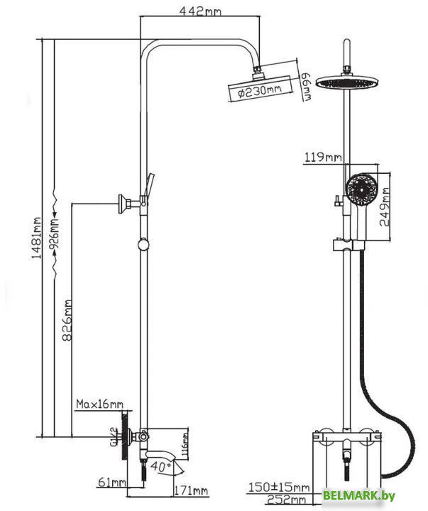 Душевая система Diadonna Д65-35003BL - фото2