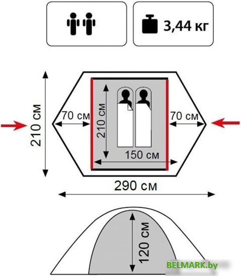 Треккинговая палатка TRAMP Hunter 2 (камуфляж) - фото2