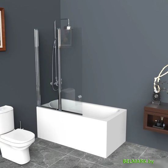 Стеклянная шторка для ванны BelBagno UNO-V-2-120/150-C-Cr - фото