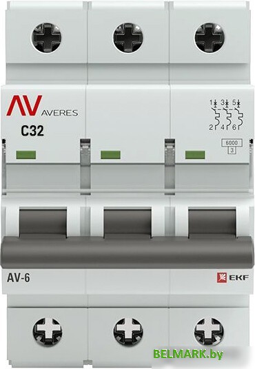 Выключатель автоматический EKF Averes AV-6 3P 32A (C) 6kA mcb6-3-32C-av - фото2