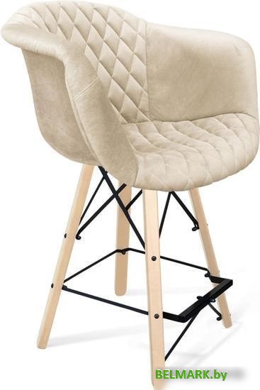 Стул с подлокотниками Sheffilton SHT-ST31-C2/S80-1 (кремовый/прозрачный лак/черный муар) - фото