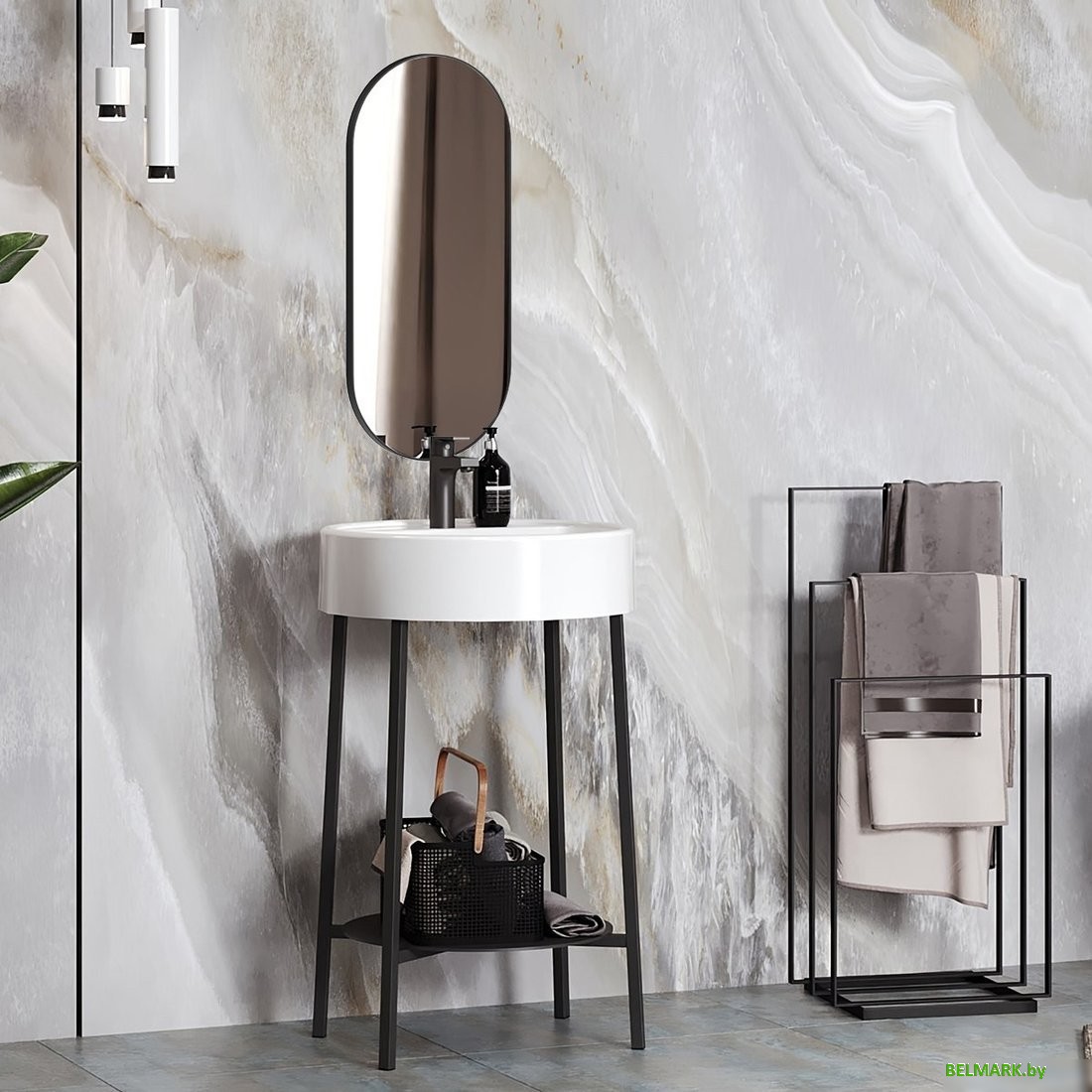 Зеркало Belux Ванкувер В 35x90 (19, черный матовый) - фото2