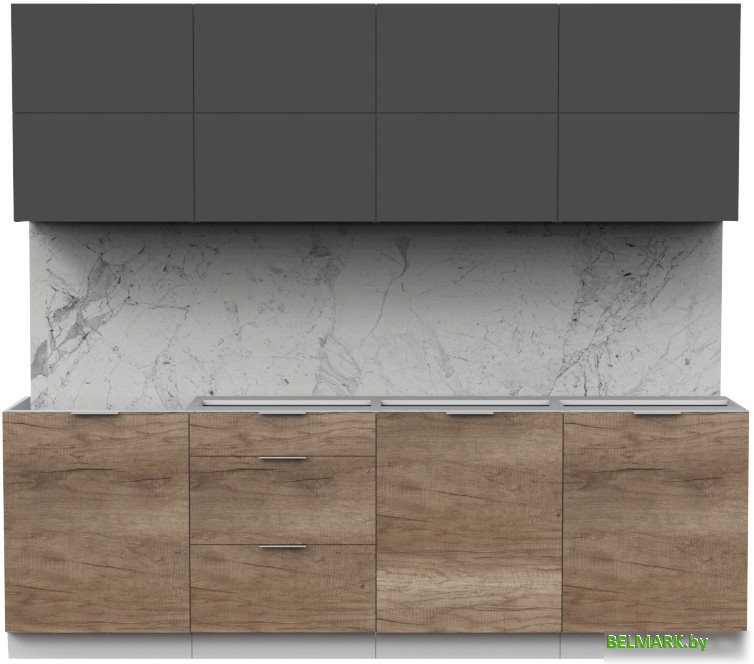 Готовая кухня Интермебель Микс Топ-38 2.4м без столешницы (графит серый/дуб каньон) - фото