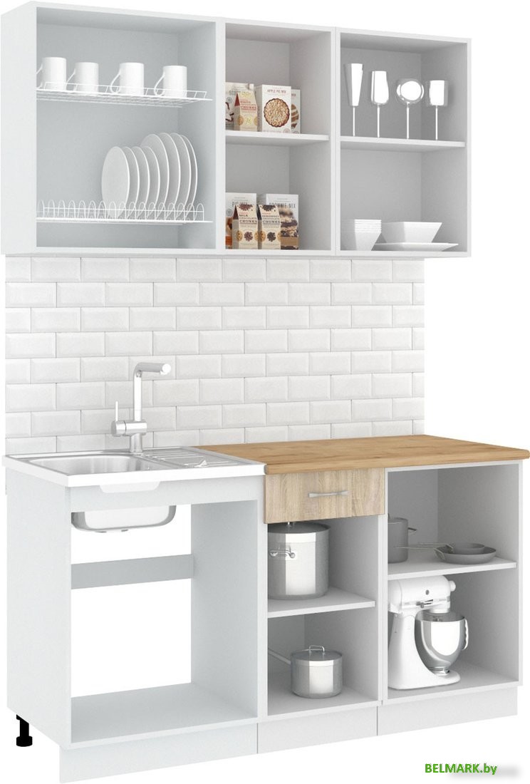 Готовая кухня Кортекс-мебель Корнелия Лира-лайт 1.5м (дуб сонома/венге/дуб бунратти) - фото2