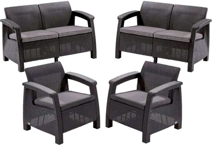 Набор садовой мебели Keter Corfu Rest Set 241725 (графит) - фото