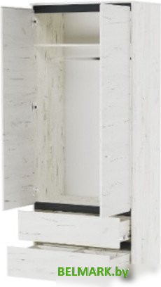 Шкаф распашной Памир Гретта 2С2Я (крафт белый/антрацит) - фото2