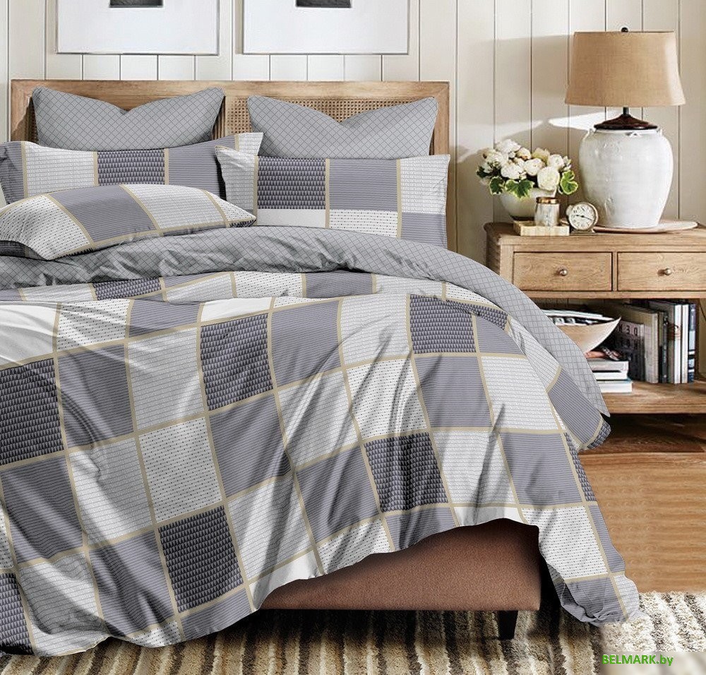 Постельное белье Реноме Евро Темно-синяя кол. New. Простыня на резинке 180x200 St-2555 (сатин) - фото