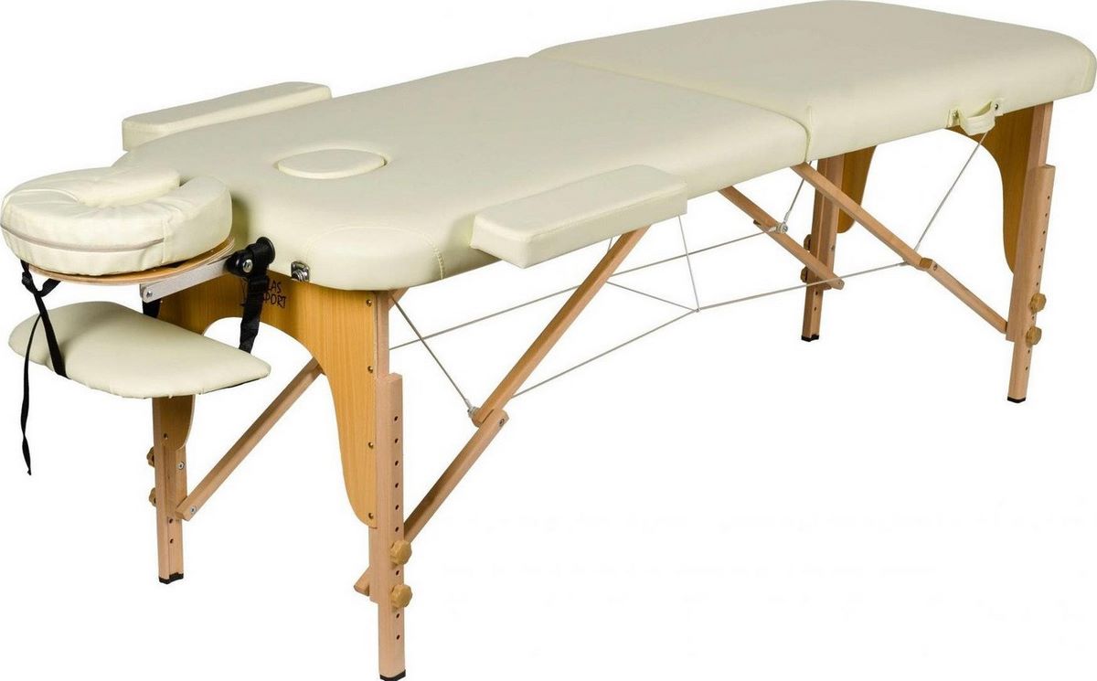 Массажный стол Atlas Sport складной 2-с 60 см деревянный (бежевый) - фото