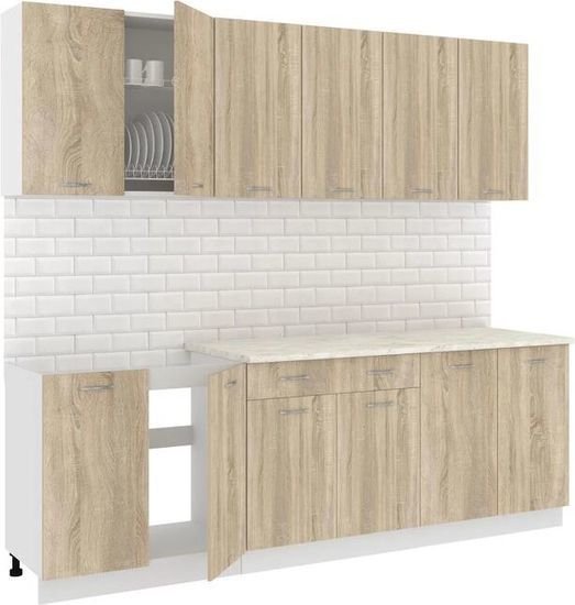 Готовая кухня Кортекс-мебель Корнелия Лира-лайт 2.4м (дуб сонома/королевский опал) - фото