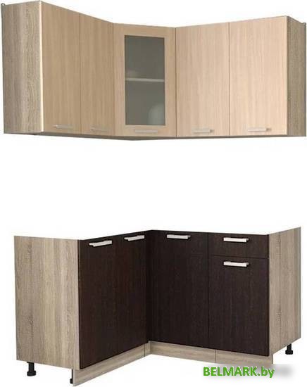 Готовая кухня Интерлиния Мила 12x14 без столешницы (дуб молочный/дуб венге) - фото