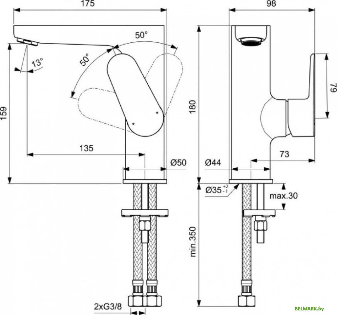 Смеситель Ideal Standard Cerafine BC555XG - фото2