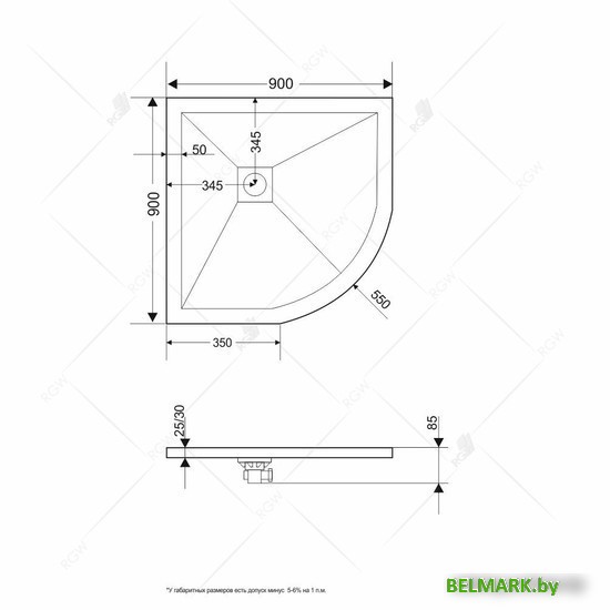 Душевой поддон RGW ST/R-0100G 16153100-02 100x100 - фото2