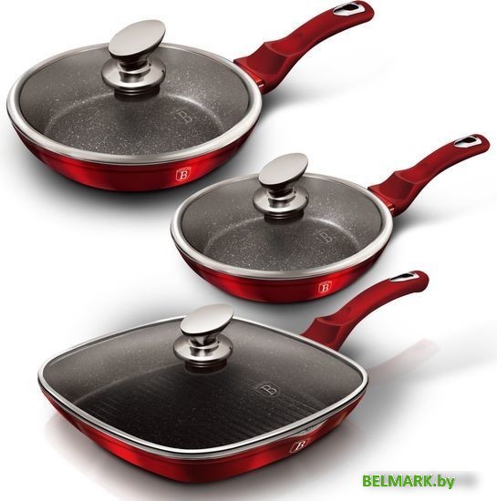 Набор сковород Berlinger Haus Burgundy Metallic Line BH-6189 - фото