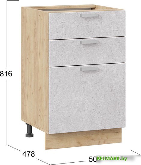 Шкаф напольный Трия Гранита 1Н5Я3 (дуб крафт золотой/бетон снежный) - фото2
