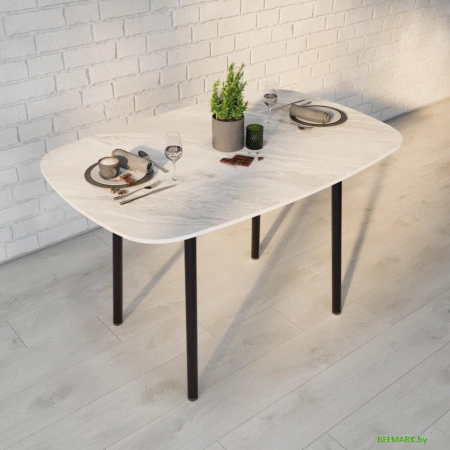 Кухонный стол ВВР Кэлли-2 раздвижной (лавант/черный, пластик) - фото