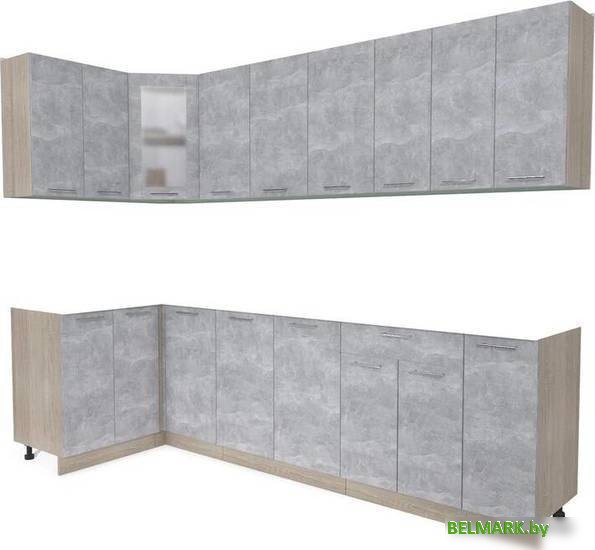 Готовая кухня Интерлиния Мила 12x27 без столешницы (бетон) - фото