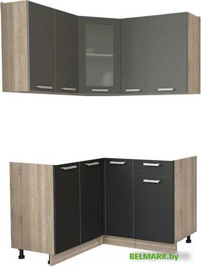 Готовая кухня Интерлиния Мила 12x13 без столешницы (серебристый/антрацит) - фото