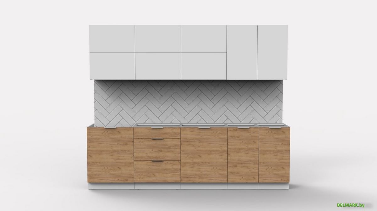 Готовая кухня Интермебель Микс Топ-39 2.6м без столешницы (белый премиум/дуб крафт золотой) - фото2