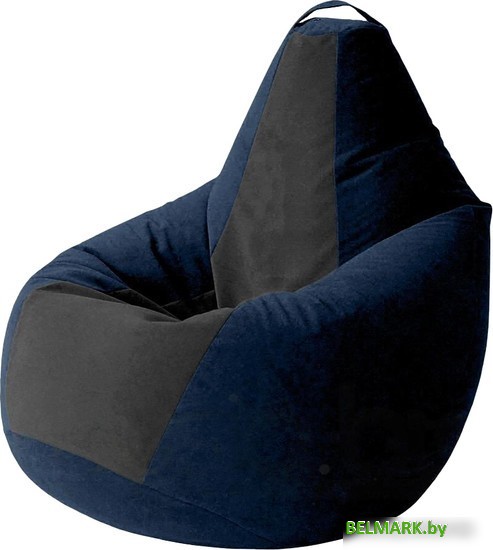 Кресло-мешок Kreslomeshki Груша Kombo XXXL GKV-145x100-TSCH (темно-синий/черный) - фото